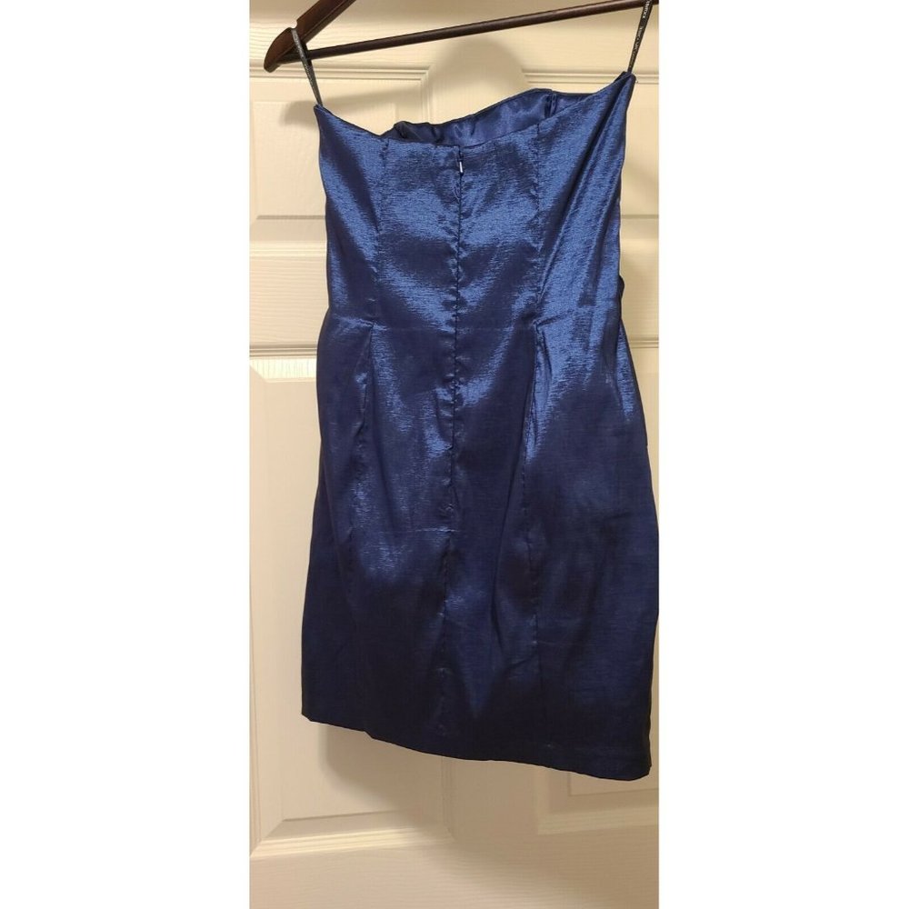 Jessica McClintock Vintage Dress Taffeta Faux Wrap with Florette Blue Size 8 EUC - Picture 5 of 10